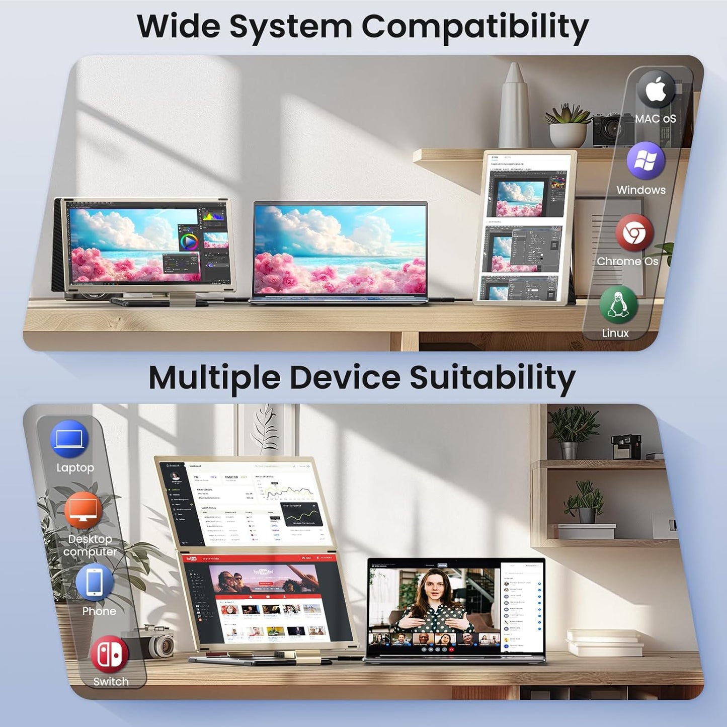 Triple Laptop Screen 15.6"